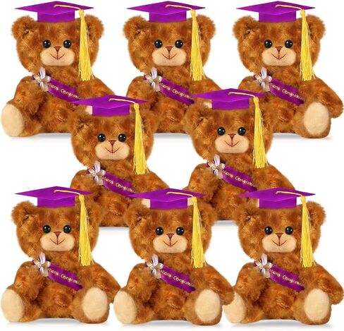 Sotiff 8 Pcs Graduation Plush Bear Bulk 7 Inch Stuffed Animal Bear with Graduation Hat and Diploma Graduation Gift for Friend Relatives 2024 Preschool College High School Graduation Party(Black) in Saudi Arabia
