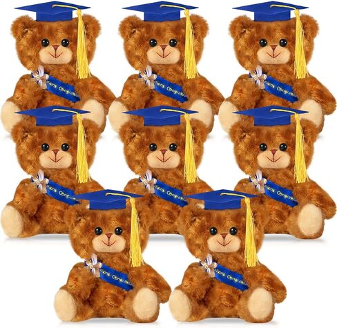 Sotiff 8 Pcs Graduation Plush Bear Bulk 7 Inch Stuffed Animal Bear with Graduation Hat and Diploma Graduation Gift for Friend Relatives 2024 Preschool College High School Graduation Party(Black) in Saudi Arabia