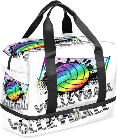 Rainbow Volleyball Sports Gym Bag with Shoes Compartment,Sport Ball Travel Duffel Bag for Men Women Boys Girls Teens Overnight Weekend Yoga Workout Bag Training Handbag in Saudi Arabia