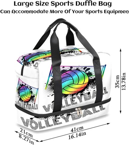 Rainbow Volleyball Sports Gym Bag with Shoes Compartment,Sport Ball Travel Duffel Bag for Men Women Boys Girls Teens Overnight Weekend Yoga Workout Bag Training Handbag in Saudi Arabia
