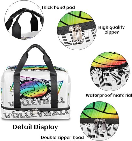Rainbow Volleyball Sports Gym Bag with Shoes Compartment,Sport Ball Travel Duffel Bag for Men Women Boys Girls Teens Overnight Weekend Yoga Workout Bag Training Handbag in Saudi Arabia