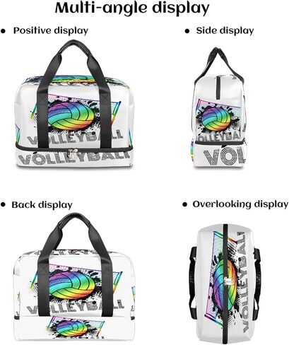 Rainbow Volleyball Sports Gym Bag with Shoes Compartment,Sport Ball Travel Duffel Bag for Men Women Boys Girls Teens Overnight Weekend Yoga Workout Bag Training Handbag in Saudi Arabia