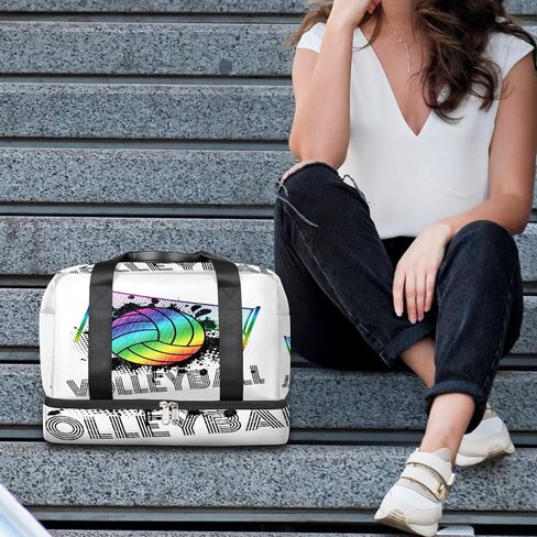 Rainbow Volleyball Sports Gym Bag with Shoes Compartment,Sport Ball Travel Duffel Bag for Men Women Boys Girls Teens Overnight Weekend Yoga Workout Bag Training Handbag in Saudi Arabia