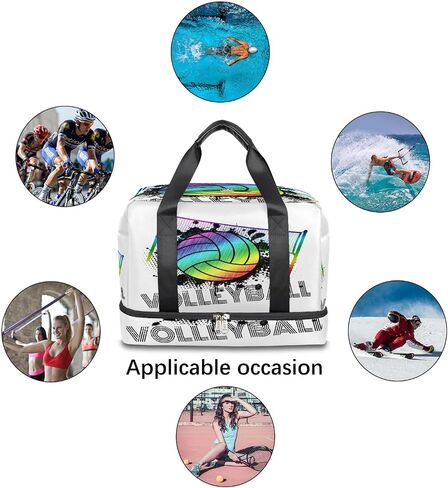 Rainbow Volleyball Sports Gym Bag with Shoes Compartment,Sport Ball Travel Duffel Bag for Men Women Boys Girls Teens Overnight Weekend Yoga Workout Bag Training Handbag in Saudi Arabia