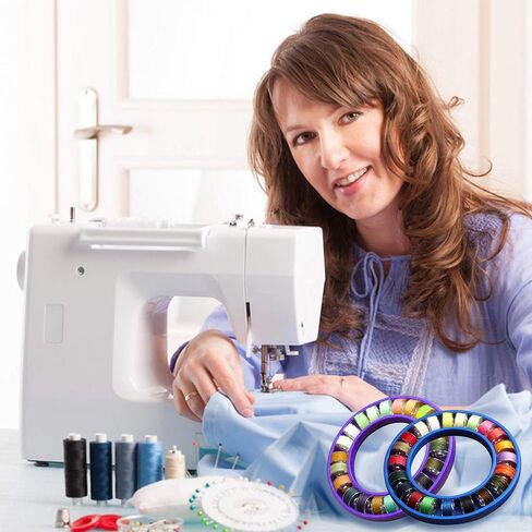 Neatbuddy 3 Pack Bobbin Holders, Silicone Bobbin Rings, Different Color Sewing Machine Bobbin Organizer and 24 Transparent Bobbins for Daily Sewing Supplies(Green & Rose& Blue) in Saudi Arabia