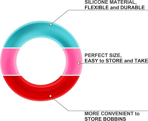 Neatbuddy 3 Pack Bobbin Holders, Silicone Bobbin Rings, Different Color Sewing Machine Bobbin Organizer and 24 Transparent Bobbins for Daily Sewing Supplies(Green & Rose& Blue) in Kuwait