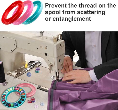 Neatbuddy 3 Pack Bobbin Holders, Silicone Bobbin Rings, Different Color Sewing Machine Bobbin Organizer and 24 Transparent Bobbins for Daily Sewing Supplies(Green & Rose& Blue) in Kuwait