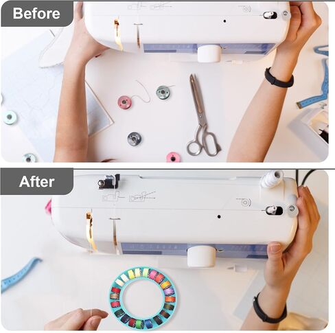 Neatbuddy 3 Pack Bobbin Holders, Silicone Bobbin Rings, Different Color Sewing Machine Bobbin Organizer and 24 Transparent Bobbins for Daily Sewing Supplies(Green & Rose& Blue) in Kuwait