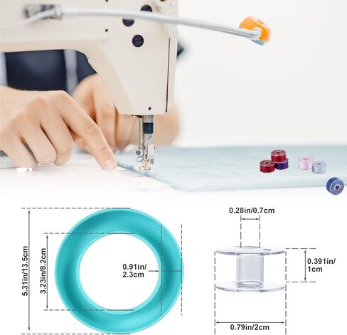 Neatbuddy 3 Pack Bobbin Holders, Silicone Bobbin Rings, Different Color Sewing Machine Bobbin Organizer and 24 Transparent Bobbins for Daily Sewing Supplies(Green & Rose& Blue) in Kuwait