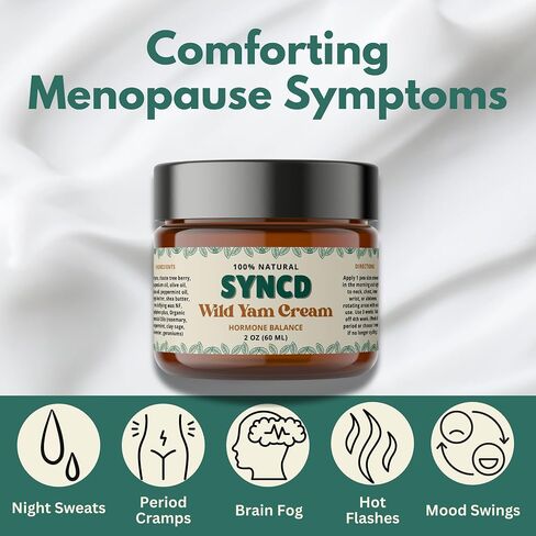 Organic Wild Yam Cream for Hormone Balance & PMS - Menopause Relief Plant Derived Topical Cream for Hot Flashes, Menstrual Cramps & Night Sweats - Made In The USA in Saudi Arabia