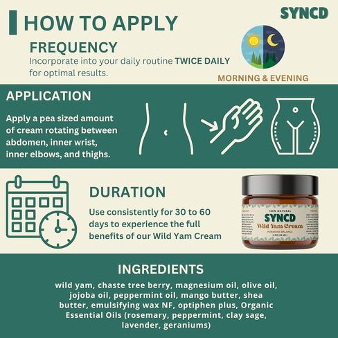 Organic Wild Yam Cream for Hormone Balance & PMS - Menopause Relief Plant Derived Topical Cream for Hot Flashes, Menstrual Cramps & Night Sweats - Made In The USA in Saudi Arabia