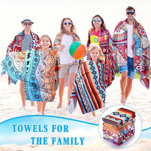 6 Pack Microfiber Beach Towels Oversized Lightweight Boho Beach Towel for Adults 71 x 35 inch XL Beach Blanket Thin Sand Free Towels Quick Dry Swim Towel Pool Towels for Travel Camping in Saudi Arabia