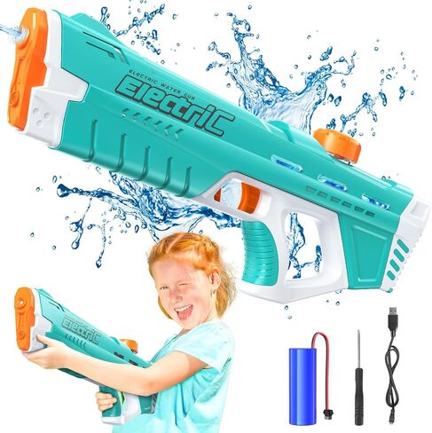 Electric Water Gun for Kids & Adults, Automatic Suction Water Gun with up to 35 Ft Long Range, Summer Outdoor Squirt Gun Toys for Boys Girls Swimming Pool Party Beach Activity (Green) in Kuwait