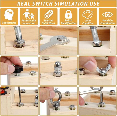 لعبة تعليمية DIY لعبة سيارة خشبية خفيفة LED تلعب في أي وقت، وفي أي مكان، ألعاب مونتيسوري الحسية الخشبية لعمر 3 سنوات فما فوق، ألعاب حسية للأطفال، ألعاب تبديل الضوء، ألعاب سيارات خشبية، هدايا أدوات البناء للأطفال in Kuwait