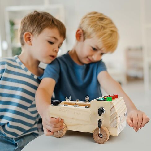 لعبة تعليمية DIY لعبة سيارة خشبية خفيفة LED تلعب في أي وقت، وفي أي مكان، ألعاب مونتيسوري الحسية الخشبية لعمر 3 سنوات فما فوق، ألعاب حسية للأطفال، ألعاب تبديل الضوء، ألعاب سيارات خشبية، هدايا أدوات البناء للأطفال in Kuwait