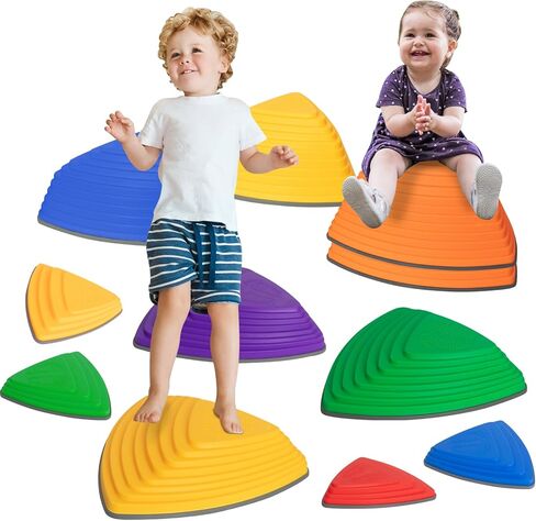 MammyGol Balance Stepping Stones للأطفال، طفل صغير يقفز خطوات الحجارة في الأماكن المغلقة أو الهواء الطلق لعبة التوازن ألعاب التمرين والتنسيق، ألعاب تعليمية للأطفال لتطوير المحركات الدقيقة، ألعاب أنشطة متعددة in Kuwait