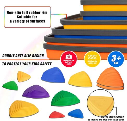 MammyGol Balance Stepping Stones للأطفال، طفل صغير يقفز خطوات الحجارة في الأماكن المغلقة أو الهواء الطلق لعبة التوازن ألعاب التمرين والتنسيق، ألعاب تعليمية للأطفال لتطوير المحركات الدقيقة، ألعاب أنشطة متعددة in Kuwait