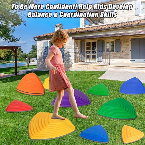 MammyGol Balance Stepping Stones للأطفال، طفل صغير يقفز خطوات الحجارة في الأماكن المغلقة أو الهواء الطلق لعبة التوازن ألعاب التمرين والتنسيق، ألعاب تعليمية للأطفال لتطوير المحركات الدقيقة، ألعاب أنشطة متعددة in Kuwait