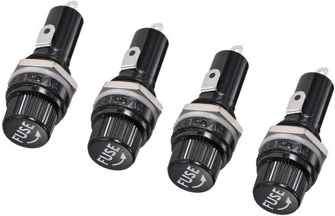 uxcell 15mm Thread Screw Cap Panel Mounted 6x30mm Fuse Holder AC 125V/15A 250V/10A Black 4Pcs in Saudi Arabia