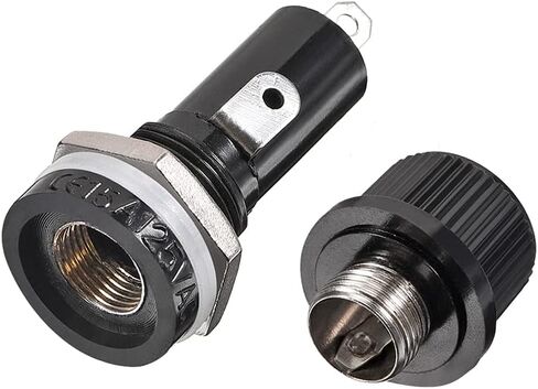 uxcell 15mm Thread Screw Cap Panel Mounted 6x30mm Fuse Holder AC 125V/15A 250V/10A Black 4Pcs in Saudi Arabia