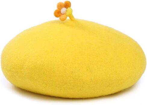 Solid Color Beret Wool French Beanie Women Teens Cap Individual Handmade Flower Hat in Saudi Arabia
