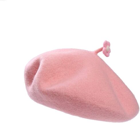 Solid Color Beret Wool French Beanie Women Teens Cap Individual Handmade Flower Hat in Saudi Arabia