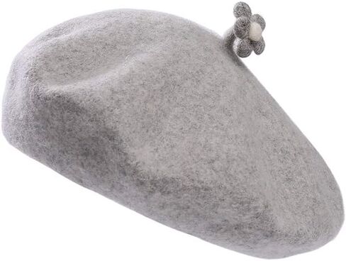 Solid Color Beret Wool French Beanie Women Teens Cap Individual Handmade Flower Hat in Saudi Arabia