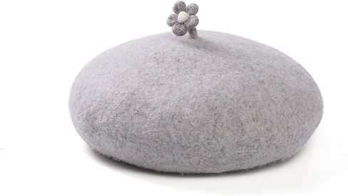 Solid Color Beret Wool French Beanie Women Teens Cap Individual Handmade Flower Hat in Saudi Arabia
