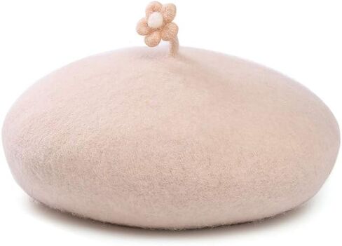Solid Color Beret Wool French Beanie Women Teens Cap Individual Handmade Flower Hat in Saudi Arabia