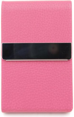 Business Card Holder PU Leather Business Card Case with Magnetic Clasp Pocket RFID Blocking Business Card Organizer Business Card Wallet Metal Name Card Holder - Blue in Saudi Arabia