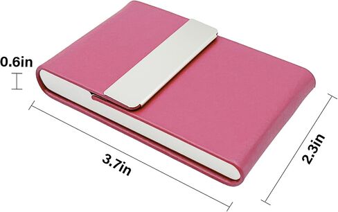 Business Card Holder PU Leather Business Card Case with Magnetic Clasp Pocket RFID Blocking Business Card Organizer Business Card Wallet Metal Name Card Holder - Blue in Saudi Arabia