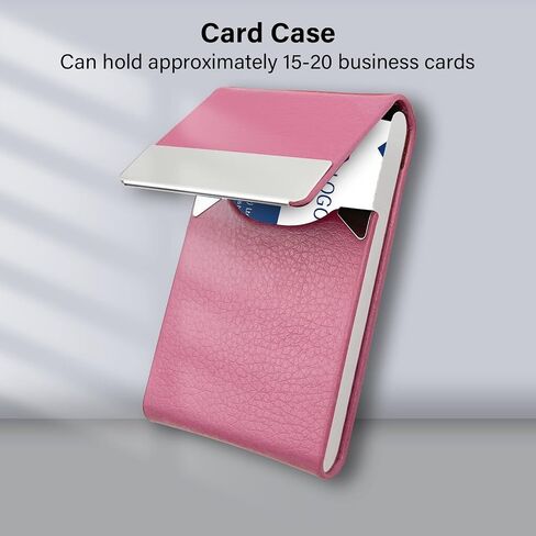 Business Card Holder PU Leather Business Card Case with Magnetic Clasp Pocket RFID Blocking Business Card Organizer Business Card Wallet Metal Name Card Holder - Blue in Saudi Arabia