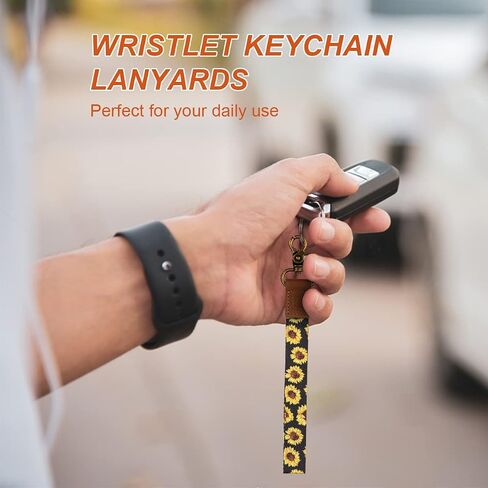 2 Pack Vibrant Sunflower Wrist Lanyard for Men & Women,Wristlet Strap with Key Rings for Keys and ID Badge Holder in Saudi Arabia