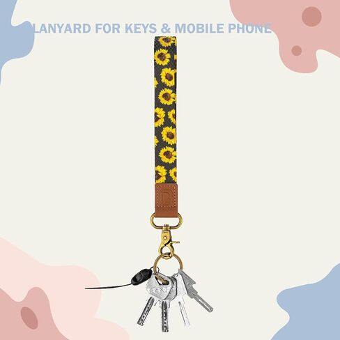 2 Pack Vibrant Sunflower Wrist Lanyard for Men & Women,Wristlet Strap with Key Rings for Keys and ID Badge Holder in Saudi Arabia
