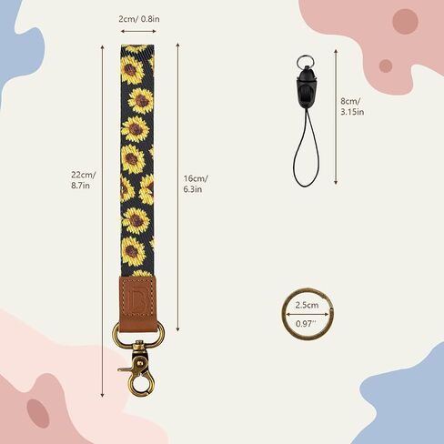 2 Pack Vibrant Sunflower Wrist Lanyard for Men & Women,Wristlet Strap with Key Rings for Keys and ID Badge Holder in Saudi Arabia
