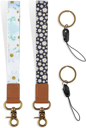 2 Pack Vibrant Sunflower Wrist Lanyard for Men & Women,Wristlet Strap with Key Rings for Keys and ID Badge Holder in Saudi Arabia