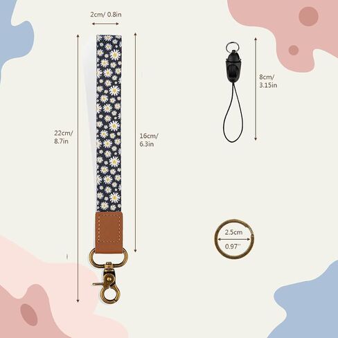 2 Pack Vibrant Sunflower Wrist Lanyard for Men & Women,Wristlet Strap with Key Rings for Keys and ID Badge Holder in Saudi Arabia