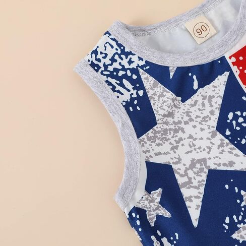 Noubeau 4th of July Toddler Boys Outfits American Flag Tank Tops Patriotic T-Shirts Tees Star Pocket Drawstring Shorts in Saudi Arabia