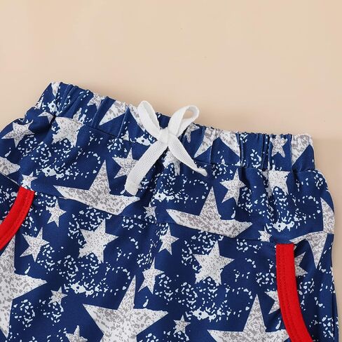 Noubeau 4th of July Toddler Boys Outfits American Flag Tank Tops Patriotic T-Shirts Tees Star Pocket Drawstring Shorts in Saudi Arabia