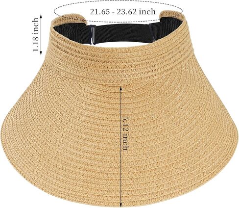 Straw Sun Visors Womens, Ponytail Beach Straw Visor, Packable Summer Sun Hats for Women Travel Khaki in Saudi Arabia