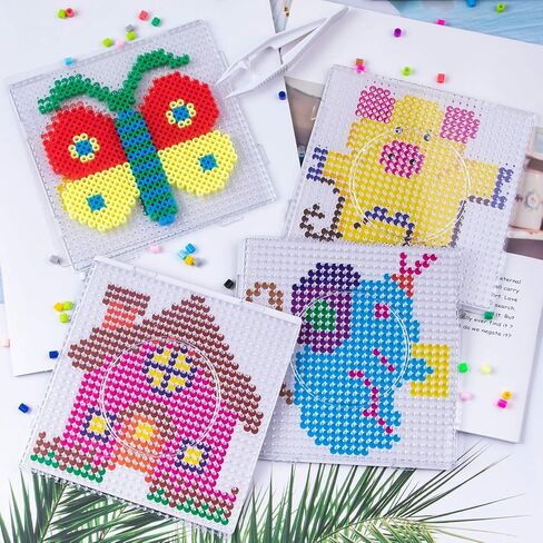 مجموعة ألواح Pegboard الشفافة من Perler، 4 عبوات من ألواح Pegboard البلاستيكية الشفافة الكبيرة، وألواح Pegboard من خرز الصمامات لخرز Perler بما في ذلك 5 قطع أنماط ملونة، و4 ملاقط و4 أوراق كي in Kuwait