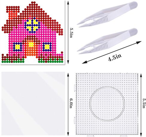 مجموعة ألواح Pegboard الشفافة من Perler، 4 عبوات من ألواح Pegboard البلاستيكية الشفافة الكبيرة، وألواح Pegboard من خرز الصمامات لخرز Perler بما في ذلك 5 قطع أنماط ملونة، و4 ملاقط و4 أوراق كي in Kuwait