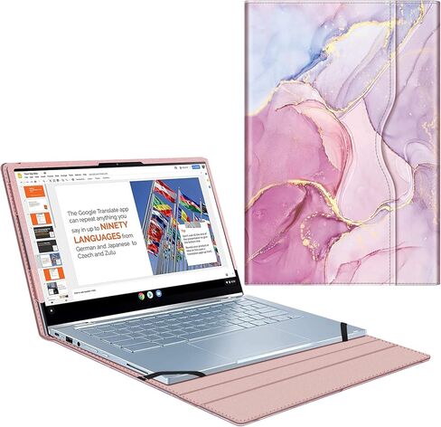 حافظة Fintie Sleeve لجهاز ASUS Chromebook Flip C433TA / ASUS Chromebook C425 / Lenovo Yoga Slim 7 14IIL05 / Dell Latitude 7410 7420 - غطاء كتاب من جلد البولي يوريثان الفاخر، رخام لامع in Saudi Arabia