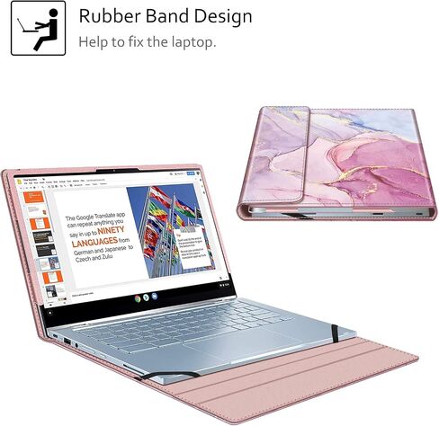 حافظة Fintie Sleeve لجهاز ASUS Chromebook Flip C433TA / ASUS Chromebook C425 / Lenovo Yoga Slim 7 14IIL05 / Dell Latitude 7410 7420 - غطاء كتاب من جلد البولي يوريثان الفاخر، رخام لامع in Saudi Arabia
