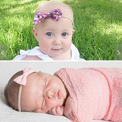 Baby Girls Nylon Elastic Headband Soft Flower Hair Band For Toddler Infant Newborn Hair Bows Set Of 10 (#1) in Kuwait