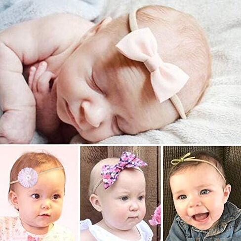 Baby Girls Nylon Elastic Headband Soft Flower Hair Band For Toddler Infant Newborn Hair Bows Set Of 10 (#1) in Kuwait