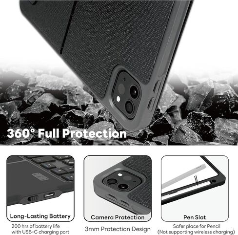 حافظة لوحة مفاتيح EIP Magnetix iPad لجهاز iPad Pro 11' 4th~1st، iPad Air 5th/4th، iPad 10th، لوحة مفاتيح مع لوحة تتبع، حافظة مغناطيسية قابلة للفصل، 7 ألوان خلفية (iPad 10/Air5&4/Pro 11") in Kuwait