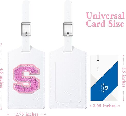 Sodsay 2 PCS Initial Luggage Tag, Luggage Tags for Suitcases Cute Embroidered Letter PU Leather Travel Bag Baggage Tags Privacy Cover ID Label for Women Kids Teens Men(A, White Leather+Pink Letter) in Kuwait