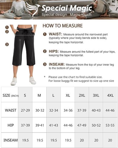 SPECIALMAGIC المرأة 2 حزمة كابري السراويل فضفاضة اليوغا القطن Capris Sweatpants 3 جيوب واسعة الساق الرباط بيجامة السراويل أسود + المحيط الأزرق 2XL in Saudi Arabia