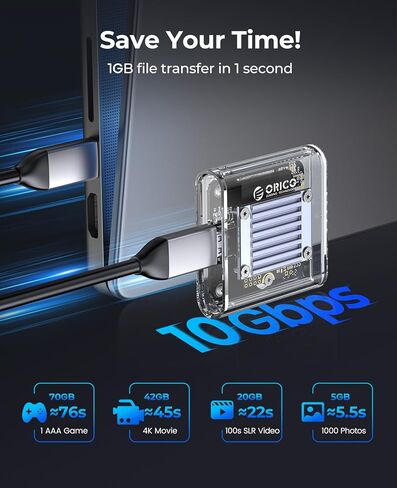 حاوية ORICO M.2 2230 NVMe SSD، محول USB C 3.2 Gen2 إلى NVMe بسرعة 10 جيجابت في الثانية لهاتف iPhone 15 Pro Max ProRes، قارئ M.2 يدعم UASP، Trim، M-Key (مفتاح B+M) - TC20 in Kuwait